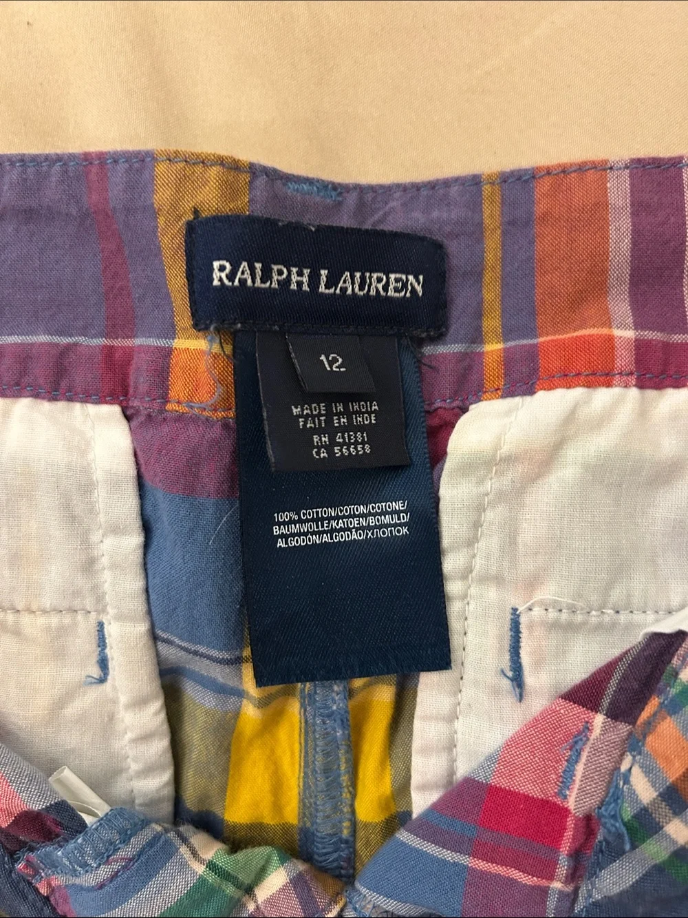 Polo Ralph Lauren Bright Multicolor Plaid Cotton Shorts